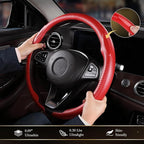 Aimato Car Steering Wheel Cover Carbon Fiber, Ultra-Thin Car Steering Wheel Cover,Comfortable & Breathable Microfiber,Universal Fit for Most Cars, Matte Red
