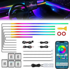 Dreamcolor Acrylic Interior Car LED Strip Light with Wireless APP, RGB 14 in 1 with 175 inches 612 LEDs Fiber Optic Strip Lights for Car, Dual Zone Symphony Neon Car Ambient Lighting