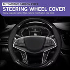 Car Steering Wheel Cover, 15 inch Carbon Fiber Steering Wheel Protector, Non-Slip Breathable Steering Wheel Cover, Four Seasons Universal Car Essential (Black)
