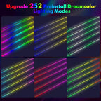 New Version Dreamcolor Acrylic Car Interior Lights 18 in 1 RGB Car Ambient Lighting Kit APP Control Zoned Control System 252 Color Modes DIY 16 Million Colors Music Sound Active Neon Light Kits