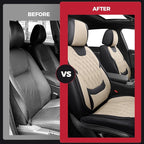 FREESOO Front Car Seat Covers - Luxury Breathable Waterproof Faux Leather Car Seat Cushion Protectors with Lumbar Support, Un