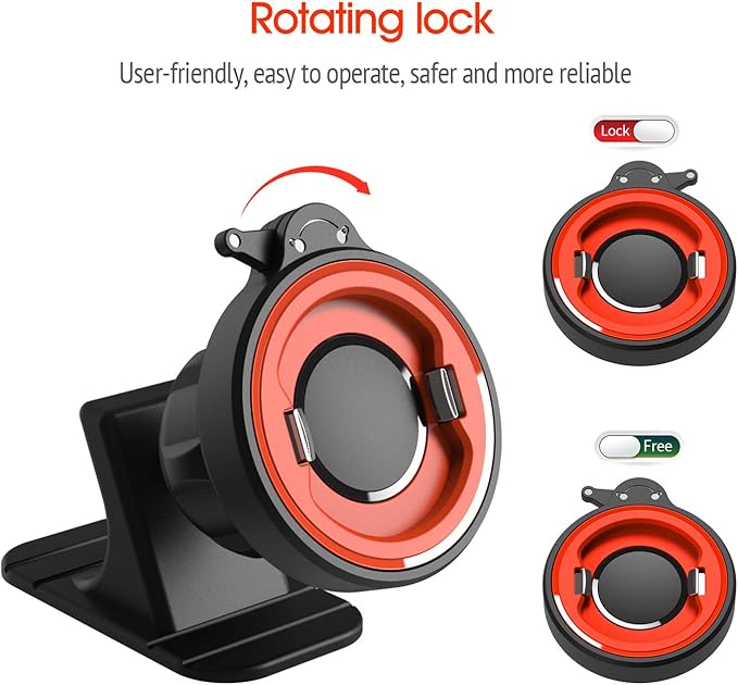 Car Phone Mount Without Magnetic, Stick On Dashboard 360° Rotatable Universal Cell Phone Holder with Ultra-Lock Quick Mount Strongest Adhesive Compatible with iPhone/Google 【Series C - 1st Gen】