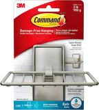 Command Soap Dish for Shower,Damage Free Hanging Bathroom Soap Dish,No Tools Bar-Soap Holder,1 Satin Nickel-Soap-Dish and 2 W