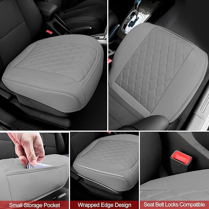 1 Pack Leather Front Car Seat Cover Bottom Car Seat, Anti-Slip and Full Wrap Driver Car Seat Protectors, Luxury Waterproof Bo