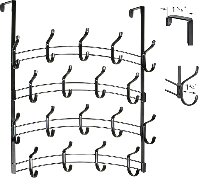LYNK Professional® Home™ Over The Door Hooks - 36 Hook Over The Door Hanger - Over Door Coat Rack - Hanging Towels or Clothes