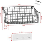 2 Pack Wall Hanging Baskets for Organizing, Large Metal Wire Basket with 5 Hooks+2 Strong Long Adhesive Hooks,Kitchen Hanging