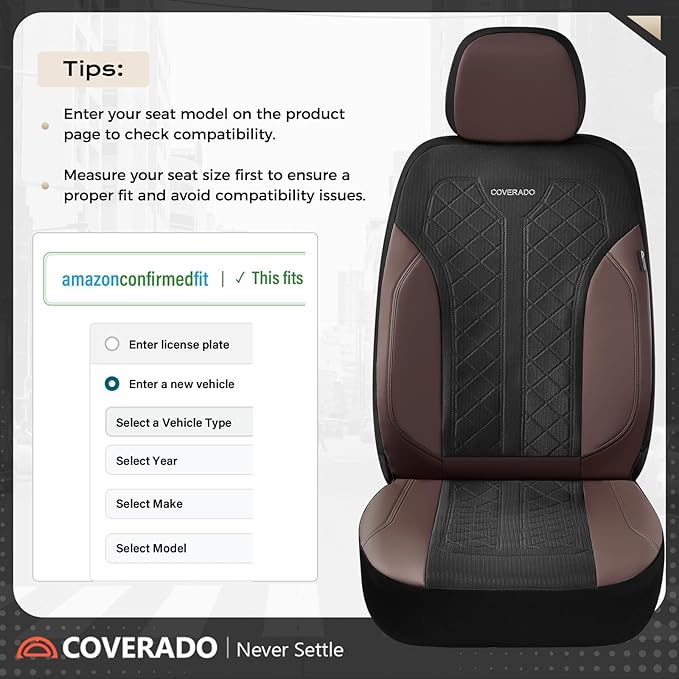 Coverado Automotive Car Seat Cover for 2 Seats,Front Seat Covers, Seat Covers 2-Pack, Driver Car Seat Protectors Universal Fi