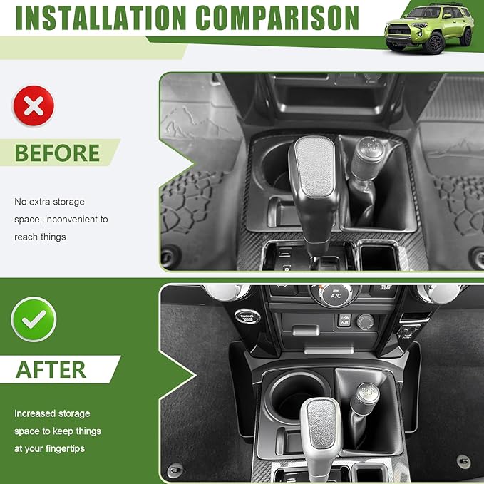 Center Console Organizer for 2010-2024 Toyota 4Runner Gear Shift Side Tray Storage Box for 4 Runner Interior Accessories(Console Shifter Tray/Fit 10-24)