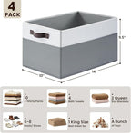 4 Pack Large Closet Storage Baskets Bins for Shelves | Fabric Closet Organizers and Storage with Handles Home Organization | 