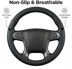 Leather Steering Wheel Cover for Dodge Ram 1500 2500 3500/ for Ford F150 F250 F350/ for Toyota Tacoma 4Runner Tundra, 15.5-16