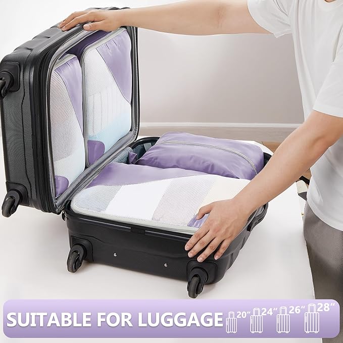 8 Set Packing Cubes for Travel, Gifts for Women Mom,Anti-Tearing Suitcase Organizer for Luggage with Shoe & Hanging Toiletry 
