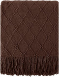 BATTILO HOME Dark Brown Throw Blanket for Couch, Chocolate Knit Throw Blankets for Home Decor, Decorative Brown Blanket for F