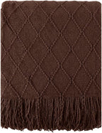 BATTILO HOME Dark Brown Throw Blanket for Couch, Chocolate Knit Throw Blankets for Home Decor, Decorative Brown Blanket for F