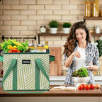 Reusable Grocery Bags 3 Pack - Heavy Duty Reusable Shopping Bags with Hard Bottom & Long Handles, Foldable Utility Tote Bag with Box Shape to Stand Up, 13x10.23x11in, Twill Green