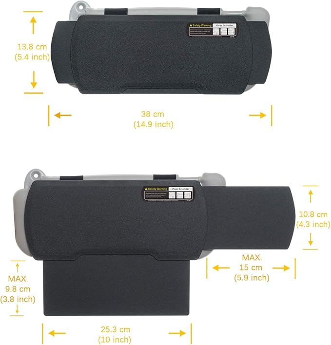 Car Visor Extender TFY Anti-Glare Sun Visor Extender Windshield and Side Window Sunshade and UV Rays Blocker (1 Piece) (Black)
