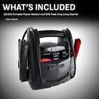 Schumacher Electric 600A Car Battery Jump Starter and Portable Power Station, 3-in-1 Solution, 12V DC Outlet, for 12V Power