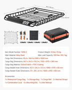 VEVOR Roof Rack Basket, 51 x 36 x 4.1 in, Universal Rooftop Cargo Carrier with 1120 x 870 x 260 mm Cargo Bag, Net, Ratchet Straps, 200 lbs Max Load Capacity Car Top Luggage Holder, for SUV Truck Car