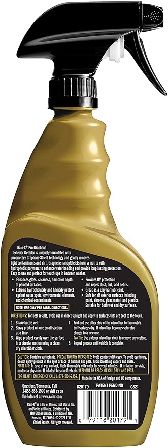 Rain-X PRO 620179 Graphene Exterior Detailer Spray, 16oz - Graphene Shield Technology Gently Removes Light Contaminants and D