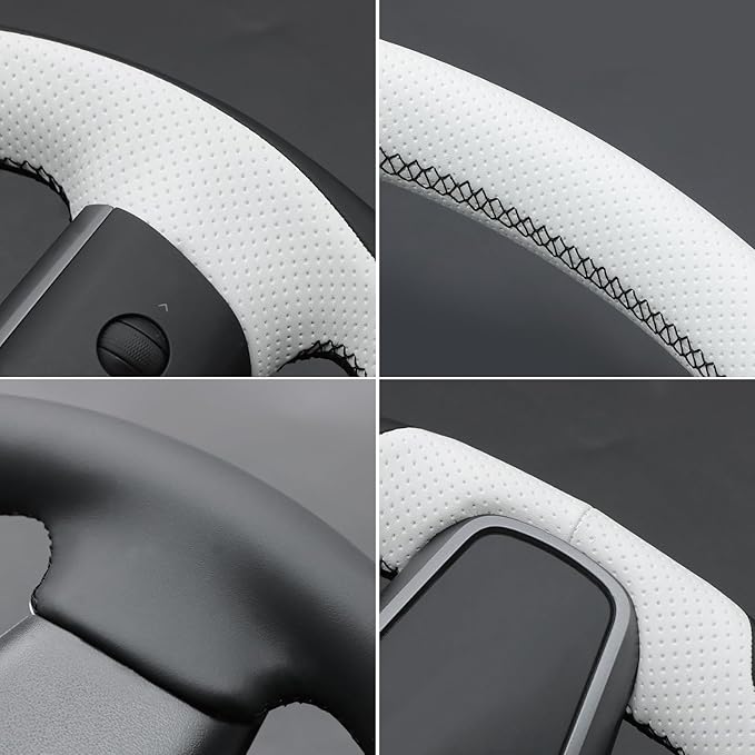 MEWANT Hand Stitched Steering Wheel Cover for Tesla Model 3 2017-2023 / Model Y 2020-2023 for Tesla Model 3/Y Accessories