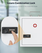 Uniclife Wall Mount Medicine Cabinet with Combination Lock & Handle Locking First Aid Cabinet Lockable Medical Cabinet Medium