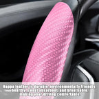 Mandark 3PCS Carbon Fiber Car Steering Wheel Cover, Anti-Skid Leather Vehicle Segmented Steer Wheel Protector, Auto Interior 