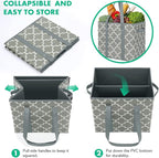 WISELIFE Reusable Grocery Bags 2-Pack Foldable Washable Storage Bins Basket Water Resistant Shopping Utility Tote Bag Grey