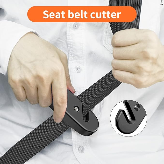Car Safety Hammer, 2PCS Black 3-in-1 Emergency Escape Tool with Window Breaker and Seat Belt Cutter, Safety Emergency Car Esc