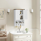 MAHANCRIS Bathroom Wall Cabinet, Farmhouse Medicine Cabinet with Adjustable Shelf, 3-Tier Wall-Mounted Storage Cabinet with 3