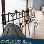 Consumest Over The Door Hooks Organizer - Extra Long Door Hanger with 9 Coat Hooks & 2 Mesh Basket, Back Storage Organizer Ha