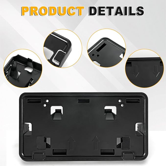 Front Bumper License Plate Frame Bracket Compatible with Ford F-150 3.5L V6 5.0L V8 2024 2025, Black License Frame Holder Mou