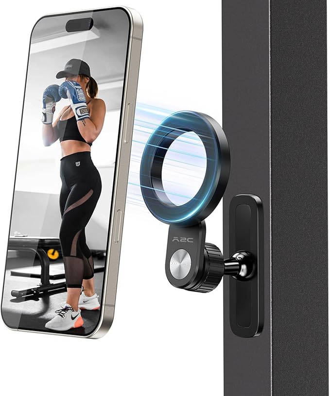 A2C Foldable Arm Gym Magnetic Phone Holder for MagSafe, Dual Magnet Fitness Phone Mount Accessory, 360° Adjustable & Hands-Free, Portable Workout Essentials for iPhone 17/16/15/14/13/12 Series