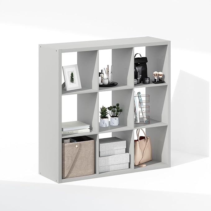 Furinno Cubic Closet Organizers and Storage, 9-Cube Closet Organizer, Open Shelf Closet Storage, Extra Thick Frame for Wardro