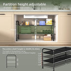 NETEL Under Sink Organizers and Storage,2 Tier Shelf Under Bathroom Sink,Cabinet Organizer with 8 Removable Carbon Steel Pane
