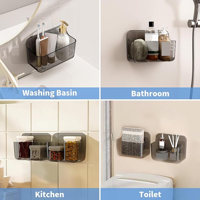 Diesisa 2pc Acrylic Wall Mount Organizer, Adhesive Cabinet Door Organizer,Acrylic Bathroom Shelves for Wall,No Drilling Hang 