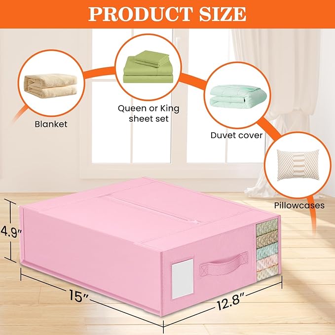 WOWBOX Sheet Organizers and Storage,Closet Bed Sheet Organizer Under Bed Storage and Organization with Label Cards & Clear Wi