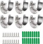 Cosweet 6 Packs Stainless Steel Closet Pole Sockets- Closet Rod End Supports, Flange Set Rod Holder with Screws for Easy Inst