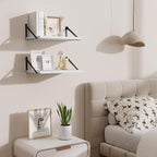 Floating Shelves for Wall,18" Wall Mounted Shelves Set of 2,Wood Floating Shelf with Bracket,Sturdy Metal Bracket Bookshelves