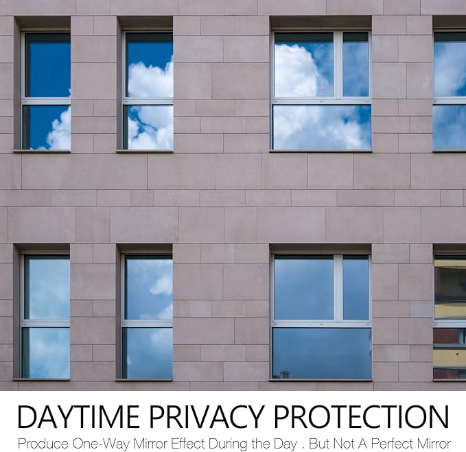 STATINT Window Film Privacy One Way Mirror Glass Tint Heat Control Sun UV Blocking Sliding Door Tinting Reflective Static Cling for Home, Silver, 23.6 Inch X 6.5 Feet