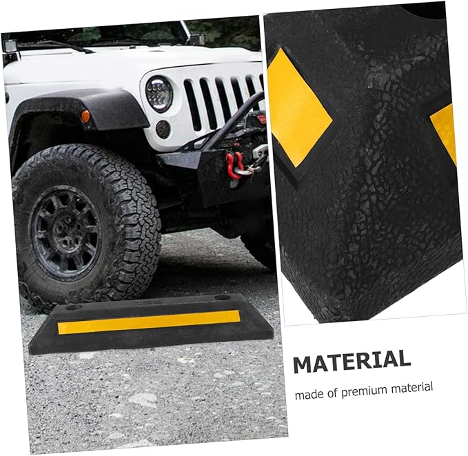 Parking Stopper for Garage Rubber Wheel Stopper Reflective Tape Easy Installation for Cars Rvs and Trailers Reliable Parking Aid for Home and Commercial Use
