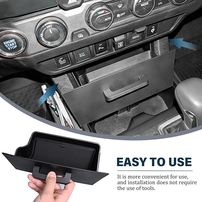 JKCOVER Storage Drawer Tray Compatible with 2016-2023 Toyota Tacoma Secret Compartment Front Gear Shift Center Console Organizer Hidden Storage Box Interior Accessories(Patent Design)