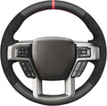 MEWANT Steering Wheel Cover for Ford F150 F250 F350 Expedition 2018 Made of Black Smooth Faux Leather Embossed Athsuede