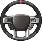 MEWANT Steering Wheel Cover for Ford F150 F250 F350 Expedition 2018 Made of Black Smooth Faux Leather Embossed Athsuede