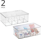 mDesign Plastic Divided First Aid Storage Box Kit with Hinge Lid for Bathroom, Kitchen, Cabinet, Closet - Organize Medicine, 