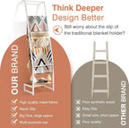 DGWJSU Blanket Ladder, 5 Tier Ladder Shelf,Wooden Blanket Ladders for Living Room and Bedroom, 5.2ft Blanket Holder Rack Farm