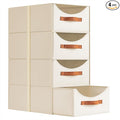 Homsorout Stackable Storage Drawers - Large Collapsible Storage Bins with Drawers, 4 Pack Closet Shelf Organizer Basket, Fabr