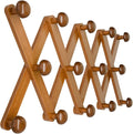 WGFKVAS Hat Rack for Wall with 14 Hooks, Solid Wooden, Expandable Coat Rack Wall Mount for Coats, Hats, Bags, Baseball Caps, 