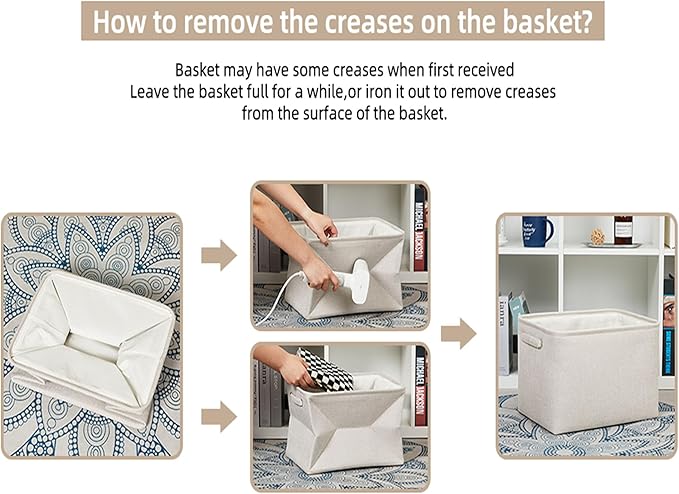 HNZIGE Large Fabric Storage Baskets for Storage 3 Pack Shelf Closet Storage Bins Baskets for Organizing Linen Cloth Decorativ