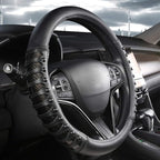 West Llama Microfiber Leather Car Steering Wheel Cover for Men Women,Universal Fit 14.5-15 inch(Leather Nails-Black-Standard 