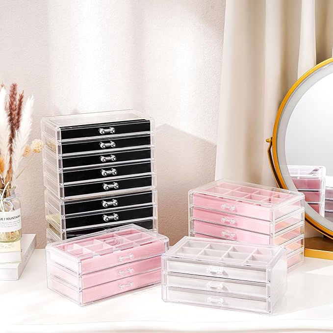 ProCase Earring Holder Organizer Jewelry Box with 10 Drawers, Acrylic Clear Earring Case with Adjustable Velvet Trays for Wom