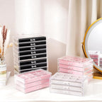 ProCase Earring Holder Organizer Jewelry Box with 10 Drawers, Acrylic Clear Earring Case with Adjustable Velvet Trays for Wom